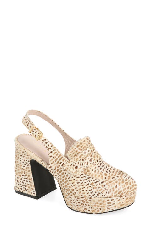 Pirate Genuine Calf Hair Slingback Platform Loafer Pump
