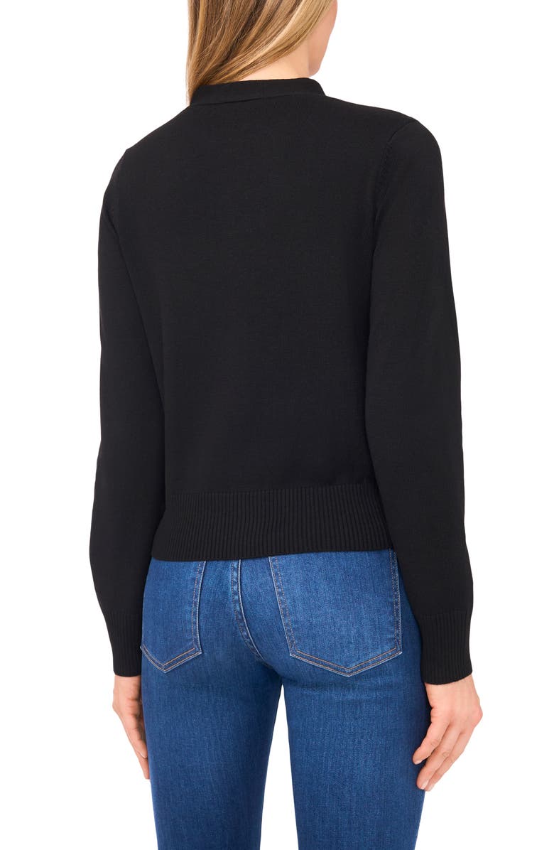 CeCe Tie Neck Cardigan, Alternate, color, Rich Black