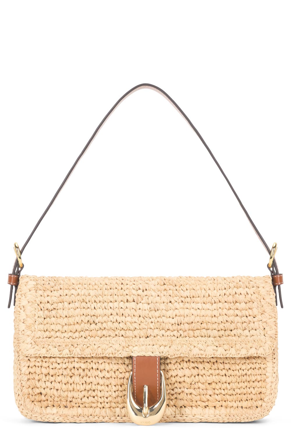 Harlow Raffia Shoulder Bag, color, NATURAL/ TAN