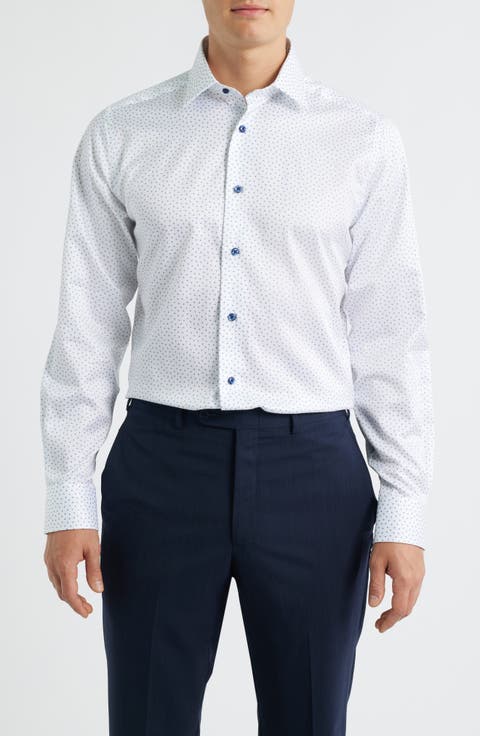 Trim Fit Neat Print Cotton Dress Shirt