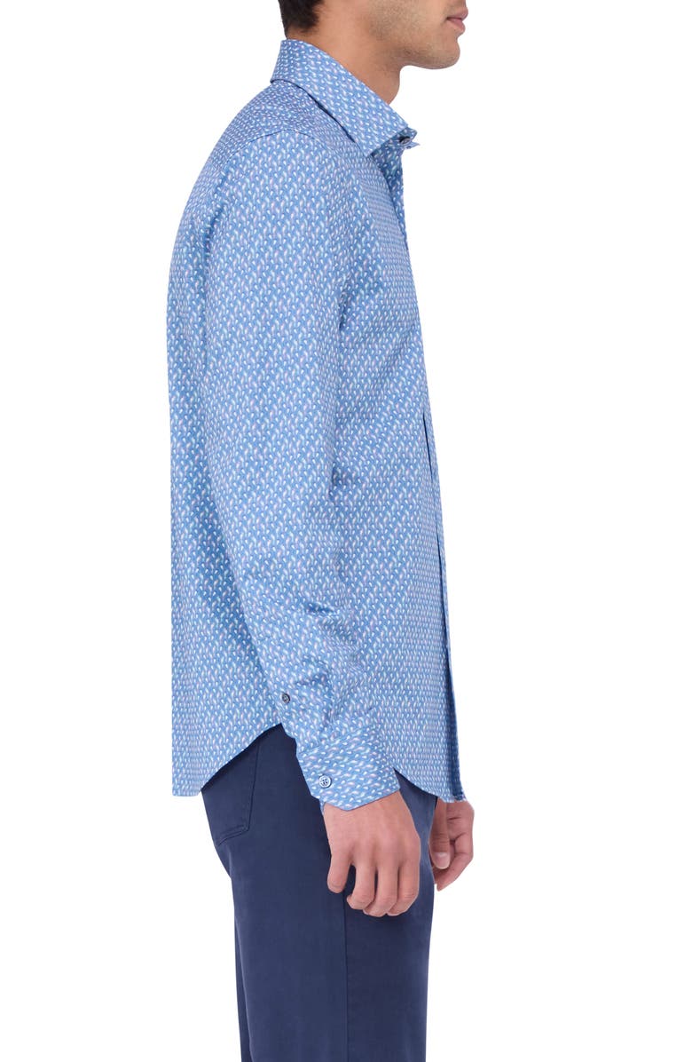 Bugatchi Jimmy OoohCotton<sup>®</sup> Abstract Print Button-Up Shirt, Alternate, color, Dusty Blue