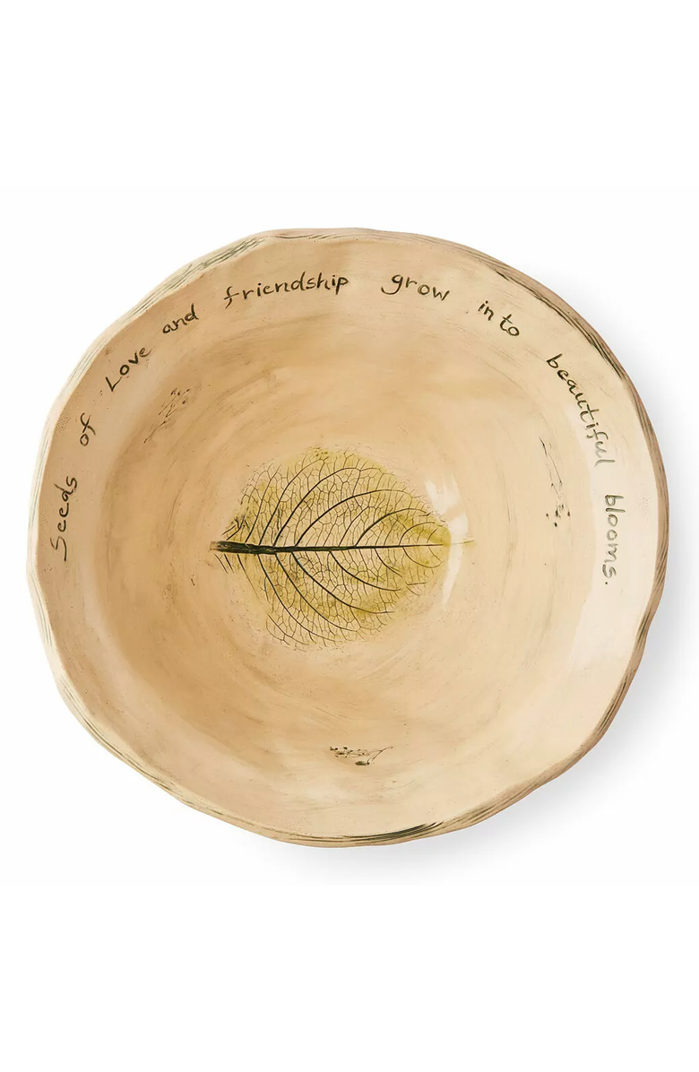 Uncommon Goods Pressed Garden of Love Serving Bowl by Nina J Design Studios, Alternate, color, Beige / Orange / Blue Floral