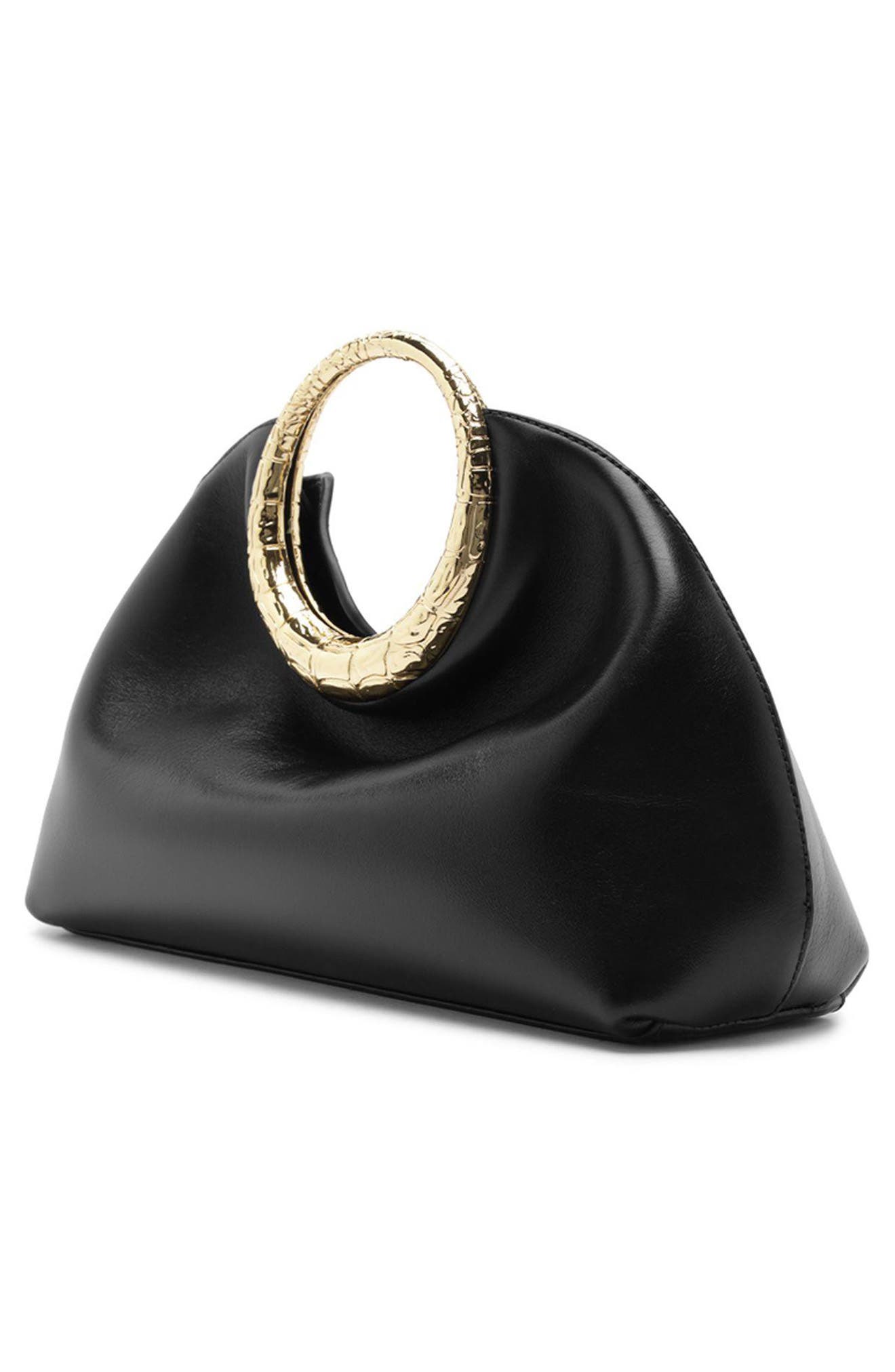 Mia Small Leather Clutch, Alternate, color, BLACK