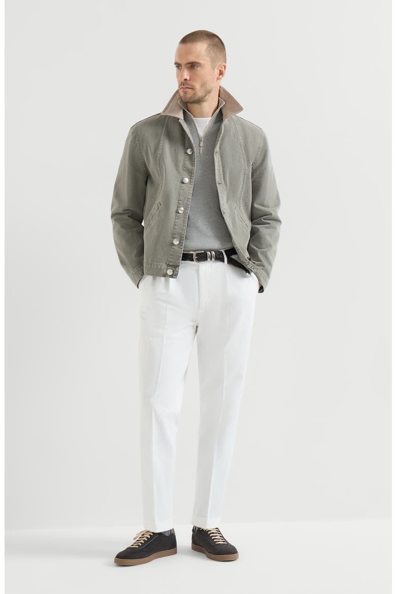 Cotton English rib sweater with half zip and raglan sleeves, Alternate, color, Light Grey