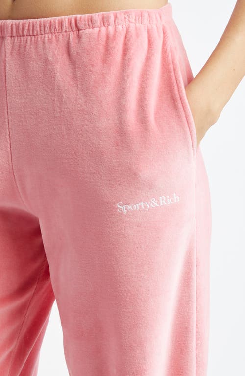 Sporty And Rich Sporty & Rich Health Ivy Cotton Velour Sweatpants In Cotton Candy