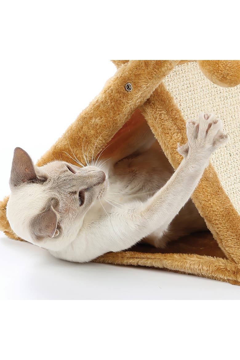Foldaway Cat Play Tower and Scratching Post, Alternate, color, Multicolored