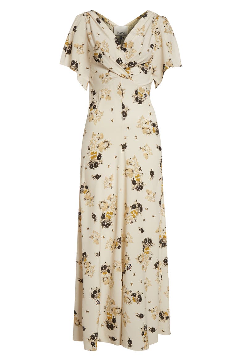 Falja Floral Stretch Silk A-Line Dress, Alternate, color, ECRU