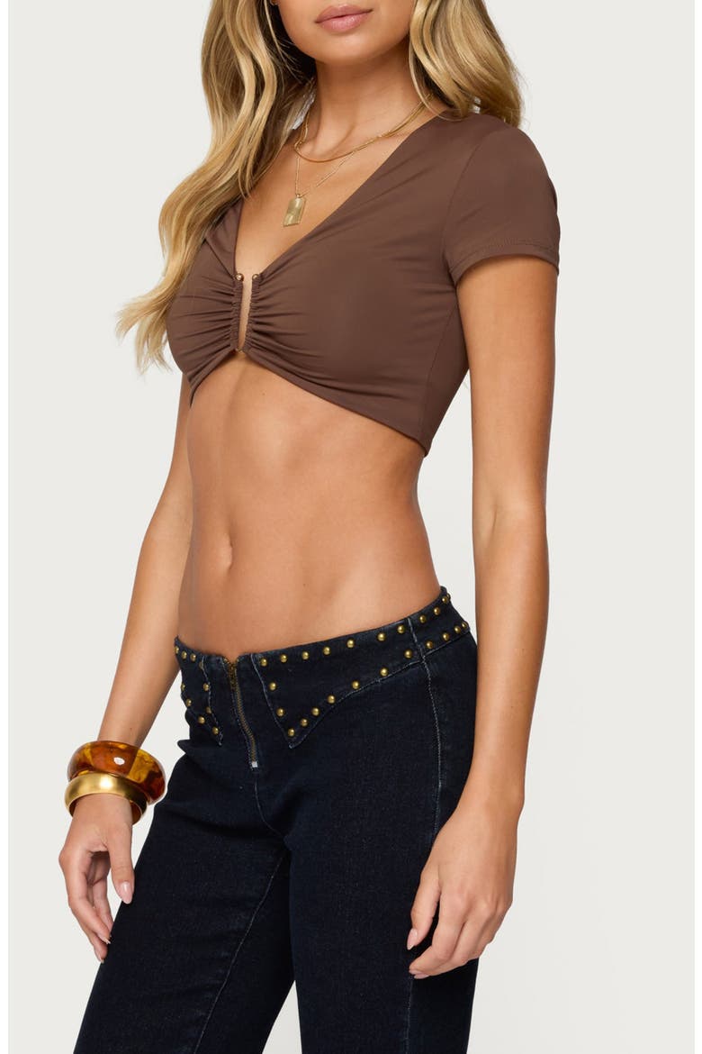 Jazzi U-Ring Crop Top, Alternate, color, BROWN