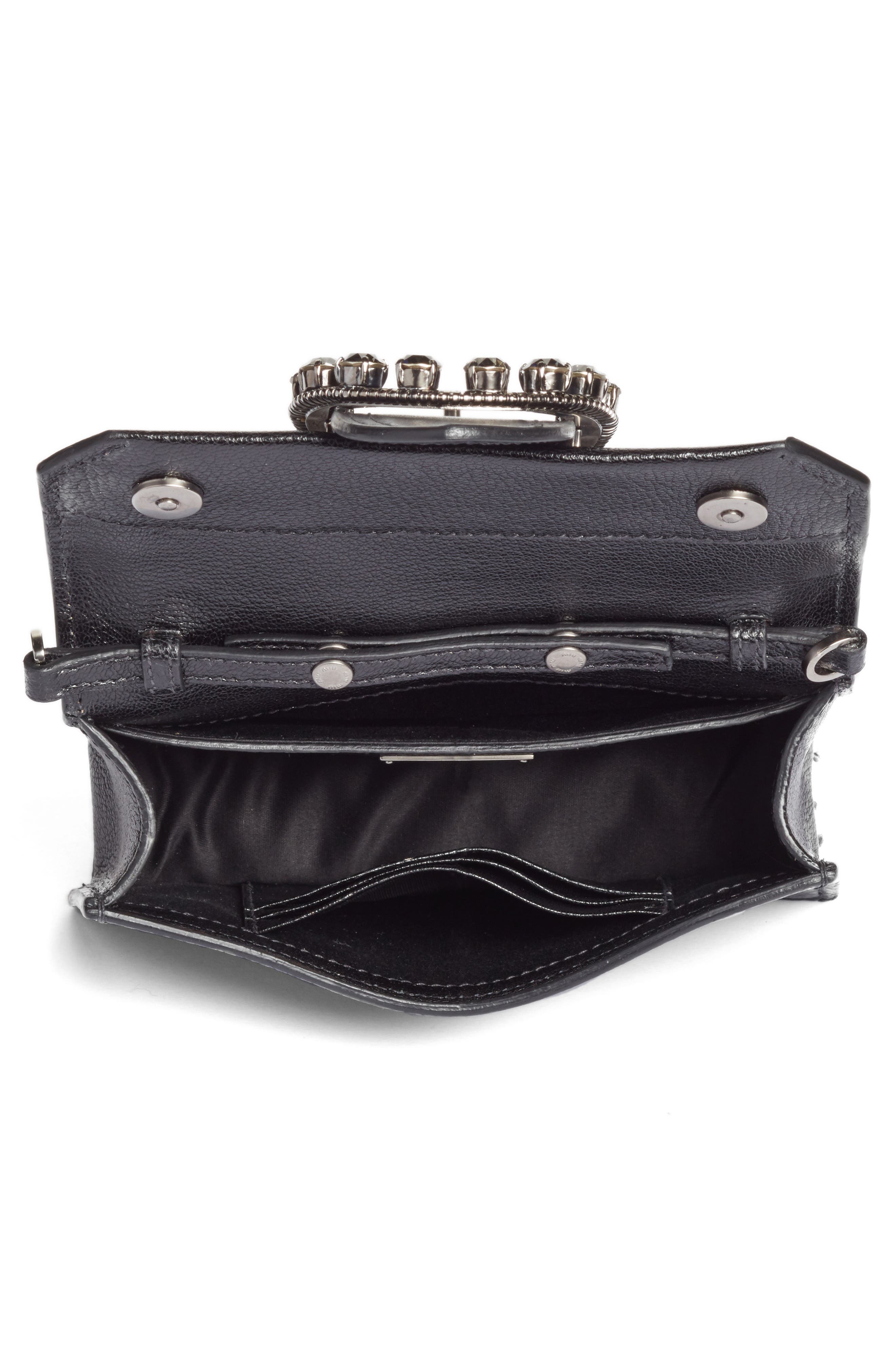 Miu Miu Lady Madras Crystal Embellished Leather Crossbody Bag, Alternate, color, 