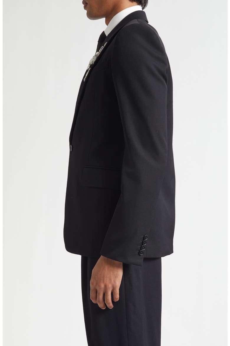 Rever Crystal Embellished Peak Lapel Blazer, Alternate, color, BLACK