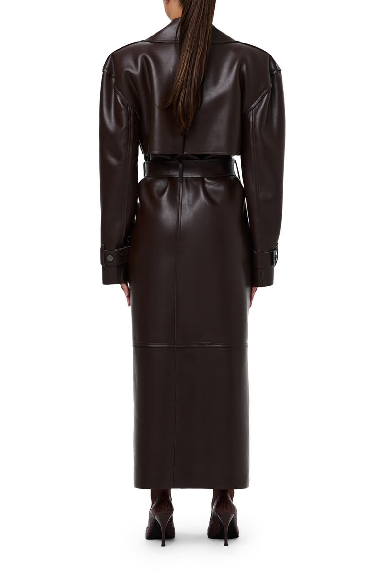 Naked Wardrobe Faux Leather Trench Coat, Alternate, color, Dark Chocolate