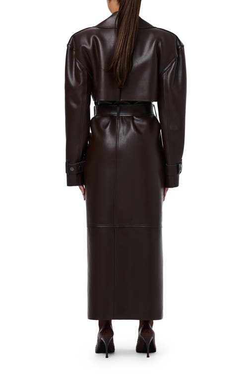 Naked Wardrobe Faux Leather Trench Coat In Brown