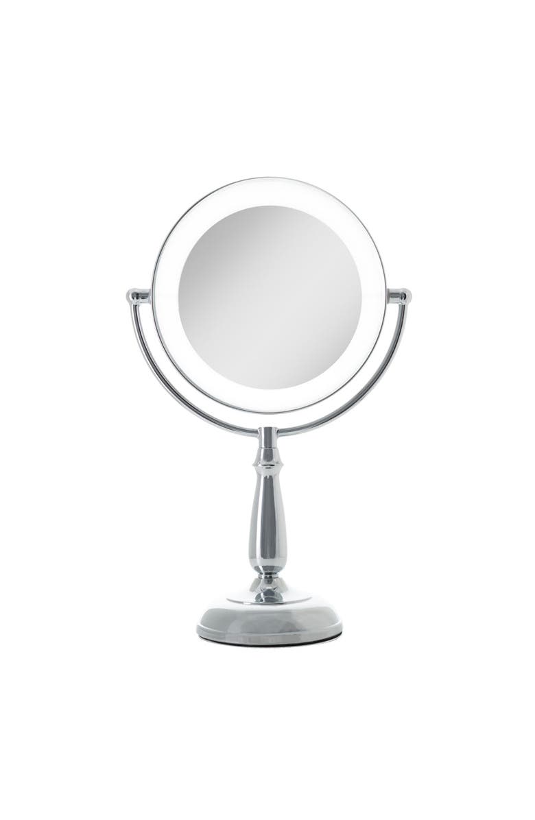 Zadro Lighted Makeup Mirror with 5X/1X Magnification & Touch Base Controls, Main, color, Chrome
