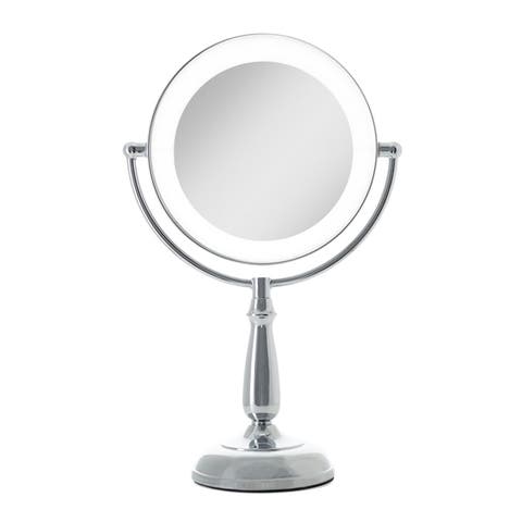 Lighted Makeup Mirror with 5X/1X Magnification & Touch Base Controls