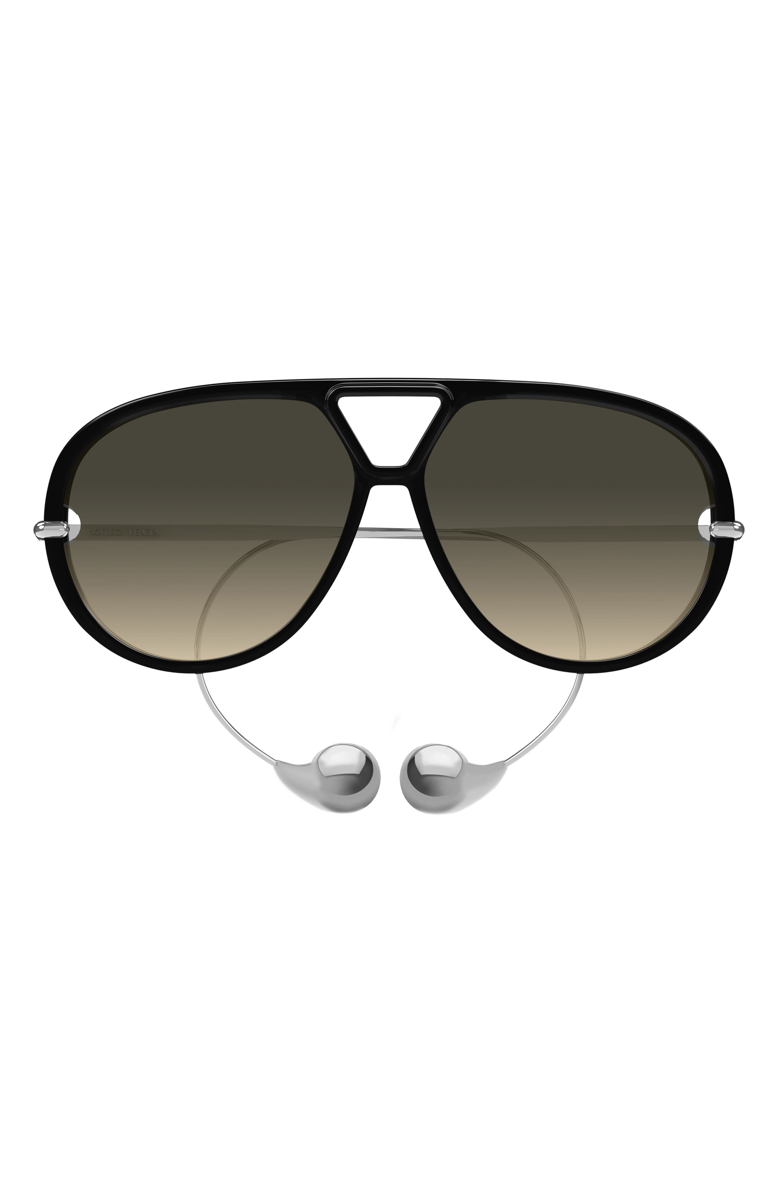 Bottega Veneta Bv1273s Linea Unapologetic 010 Black Silver Brown Sunglasses