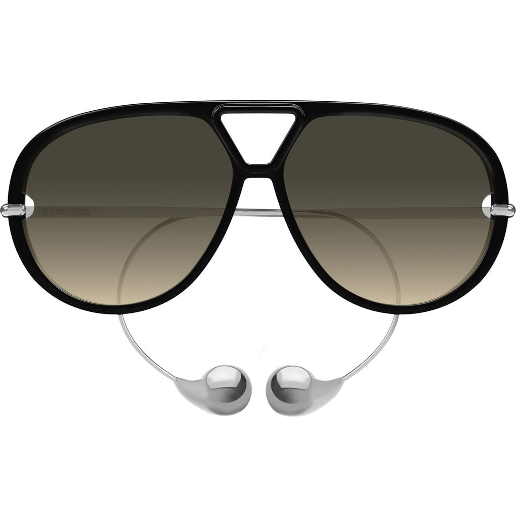 Bottega Veneta Bv1273s Linea Unapologetic 010 Black Silver Brown Sunglasses