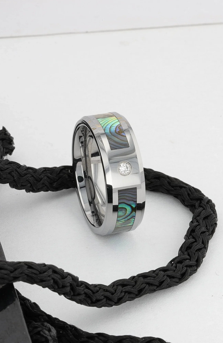 Larson Jewelers Honolulu Mother of Pearl White Diamond Ring, Alternate, color, Mother Of Pearl