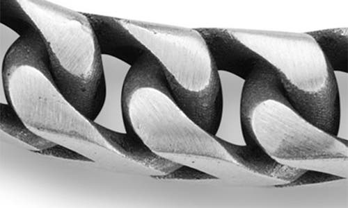 Yield Of Men Oxidized Sterling Silver Curb Chain Bracelet In Metallic