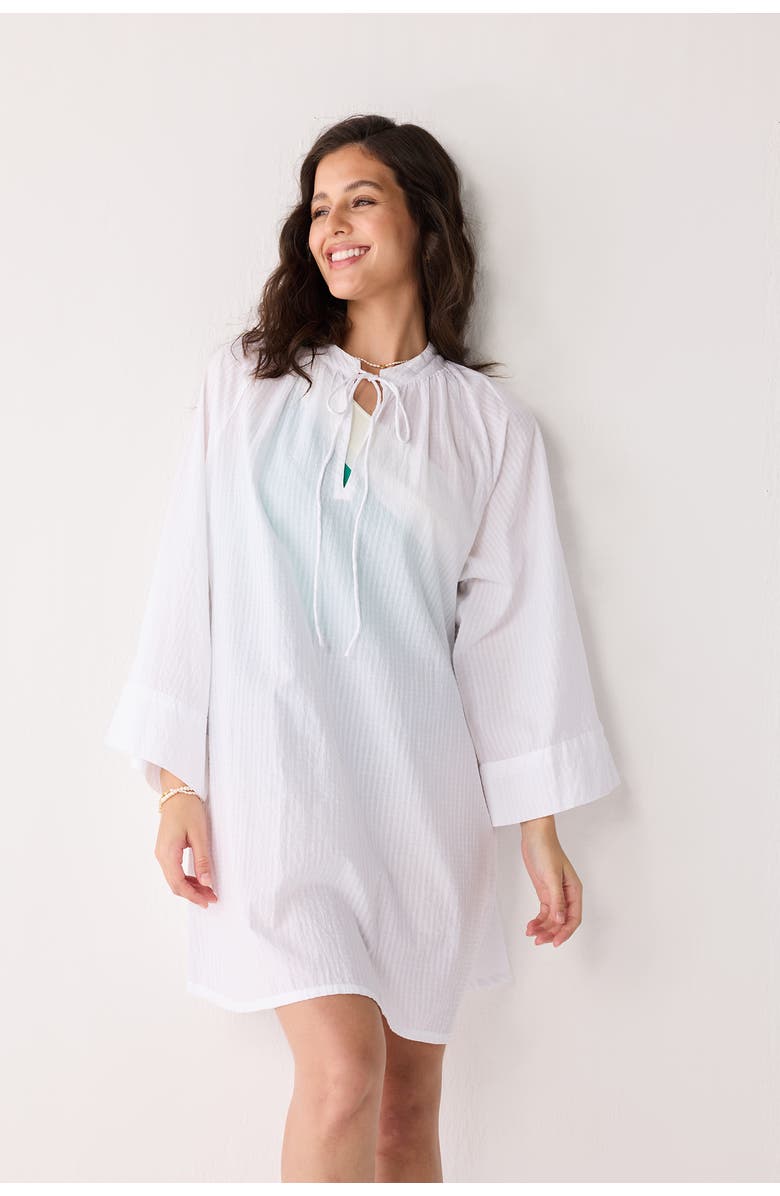 Reistor Relaxed-fit Beach Cover-up with Front Tie Detail, Alternate, color, Linear Muse