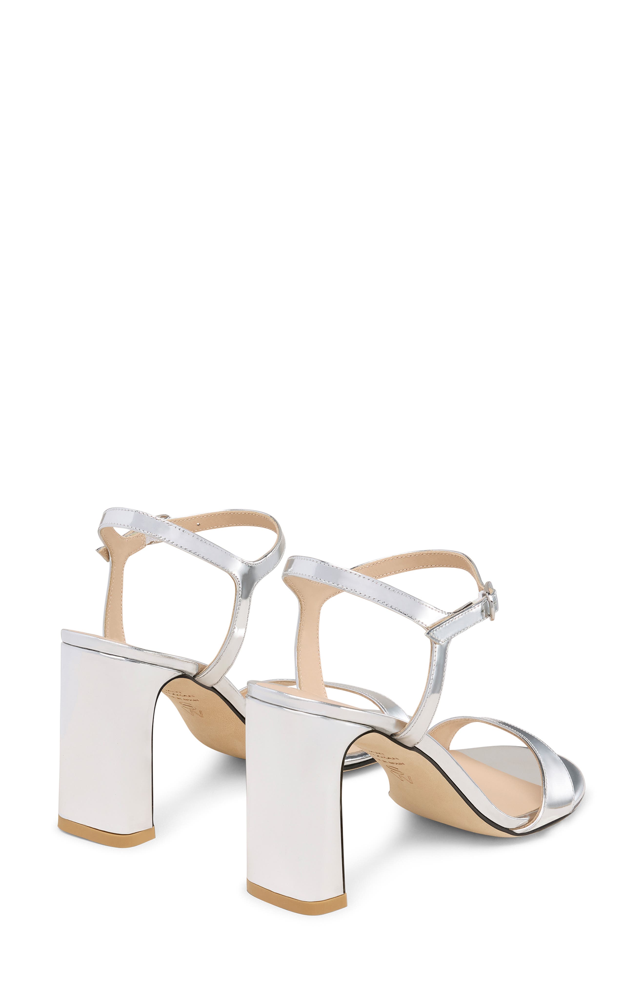 Stuart Weitzman Babette 85 Ankle Strap Sandal, Alternate, color, Silver