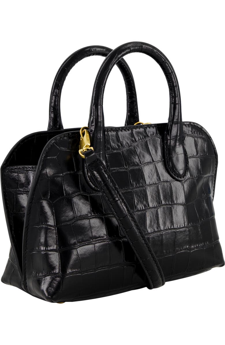 Vince Mini Delphine Croc Embossed Leather Top Handle Bag, Alternate, color, Black