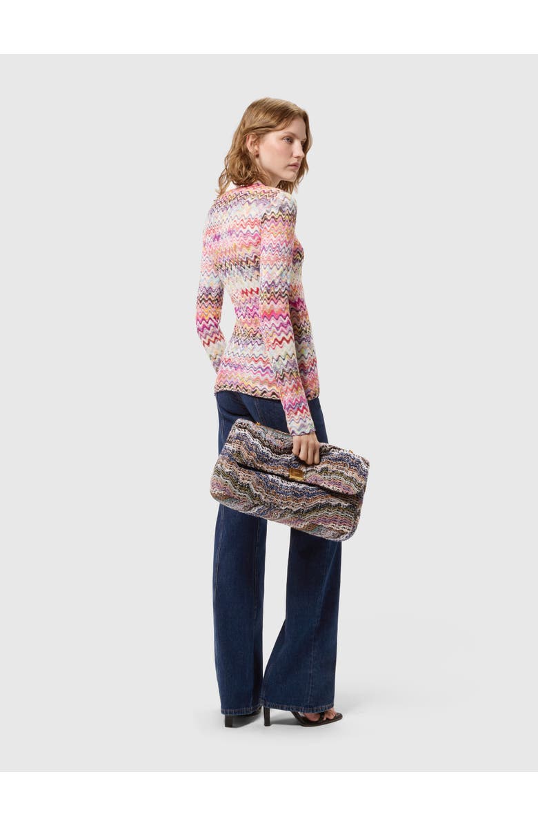 Missoni Slim-fit Crewneck Buttoned Cardigan, Alternate, color, Pink & Multicoloured