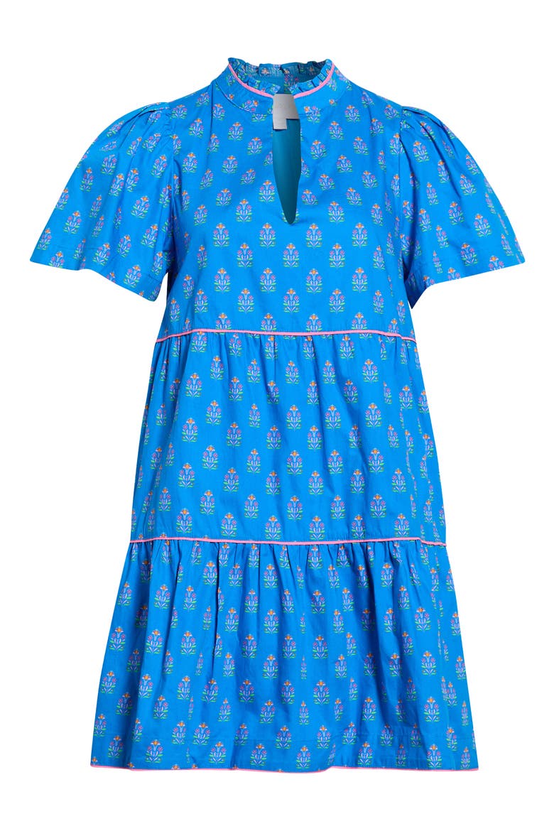 Candace Floral Tiered Cotton Minidress, Alternate, color, COBALT-MULTI