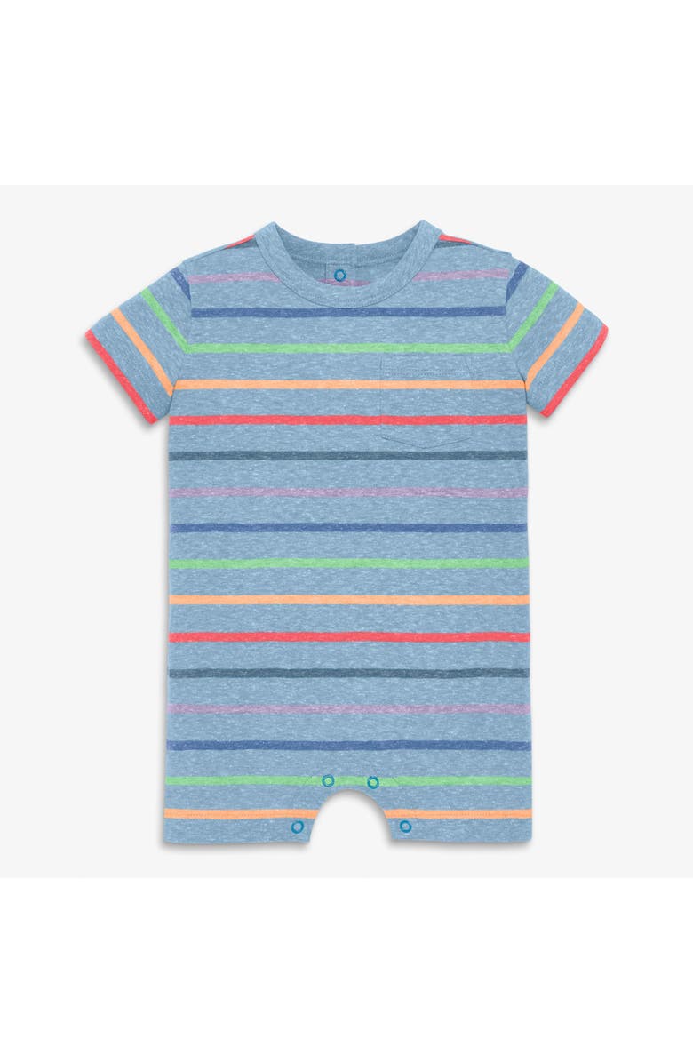 Primary Baby Heathered Rainbow Stripe Pocket Shortie, Main, color, Cornflower Rainbow Stripe