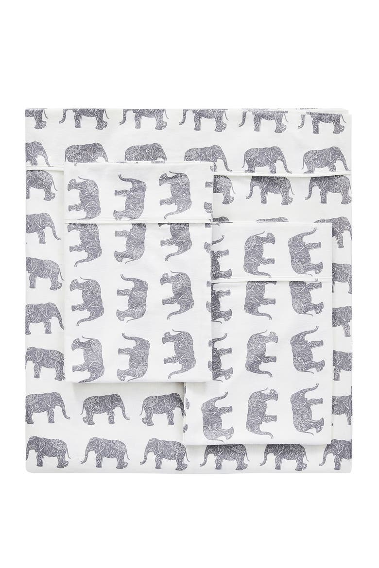 Elephant Flannel Sheet Set, Main, color, GREY