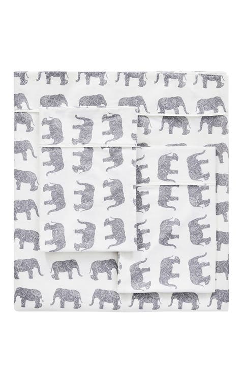 Elephant Flannel Sheet Set
