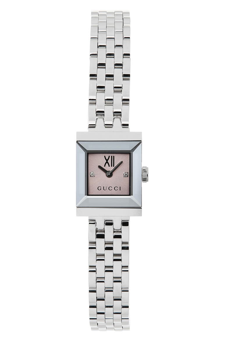 G-Frame Bracelet Watch, 14mm x 18mm, Alternate, color, SILVER/PINK