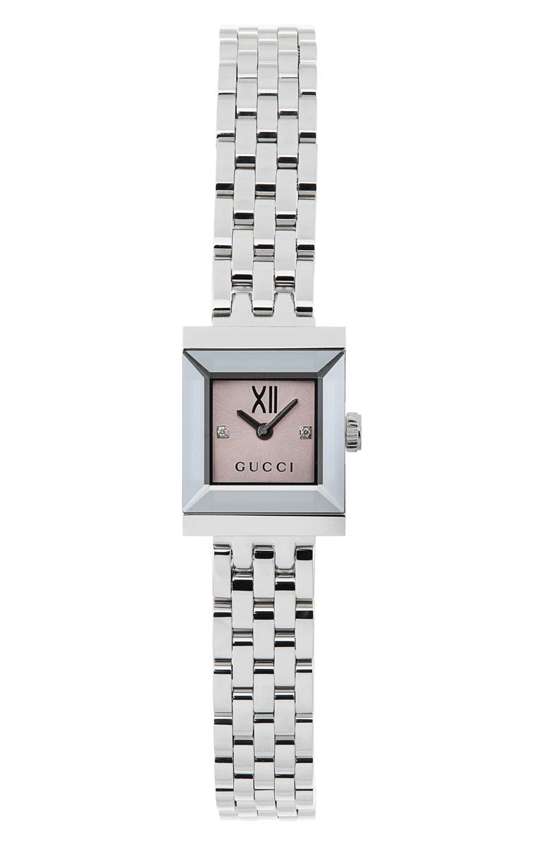 Gucci G-Frame Bracelet Watch, 14mm x 18mm, Alternate, color, Silver/Pink