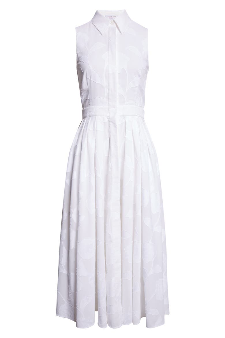 Sleeveless Cotton Jacquard Shirtdress, Alternate, color, OPTIC WHITE