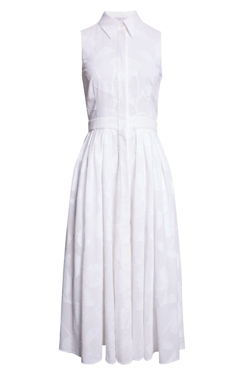Michael Kors Collection Sleeveless Cotton Jacquard Shirtdress, Alternate, color, Optic White