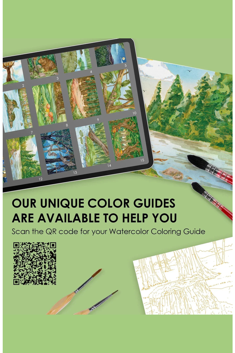 Forest Themed Watercolor Coloring Club Box, Alternate, color, Forest-Themed