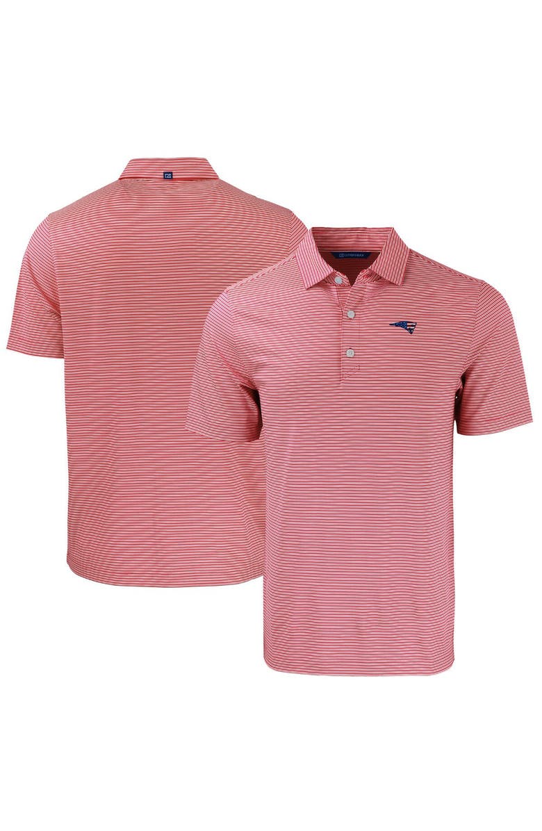Cutter & Buck Men's Cutter & Buck Red New England Patriots  Americana Forge Eco Double Stripe Stretch Recycled Polo, Alternate, color, 