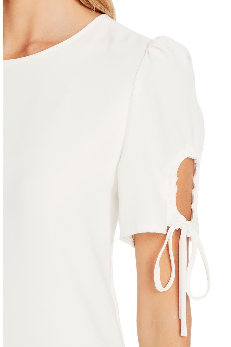 Keyhole Puff Sleeve Crepe A-Line Dress, Alternate, color, SOFT ECRU