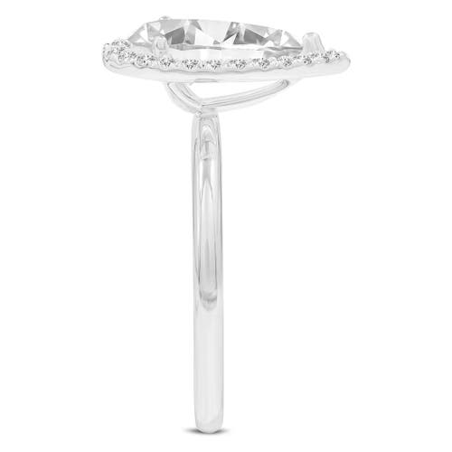 Luvmyjewelry Lyra 14k Gold Pear Shaped Lab Grown Diamond Halo Ring In 14k White Gold