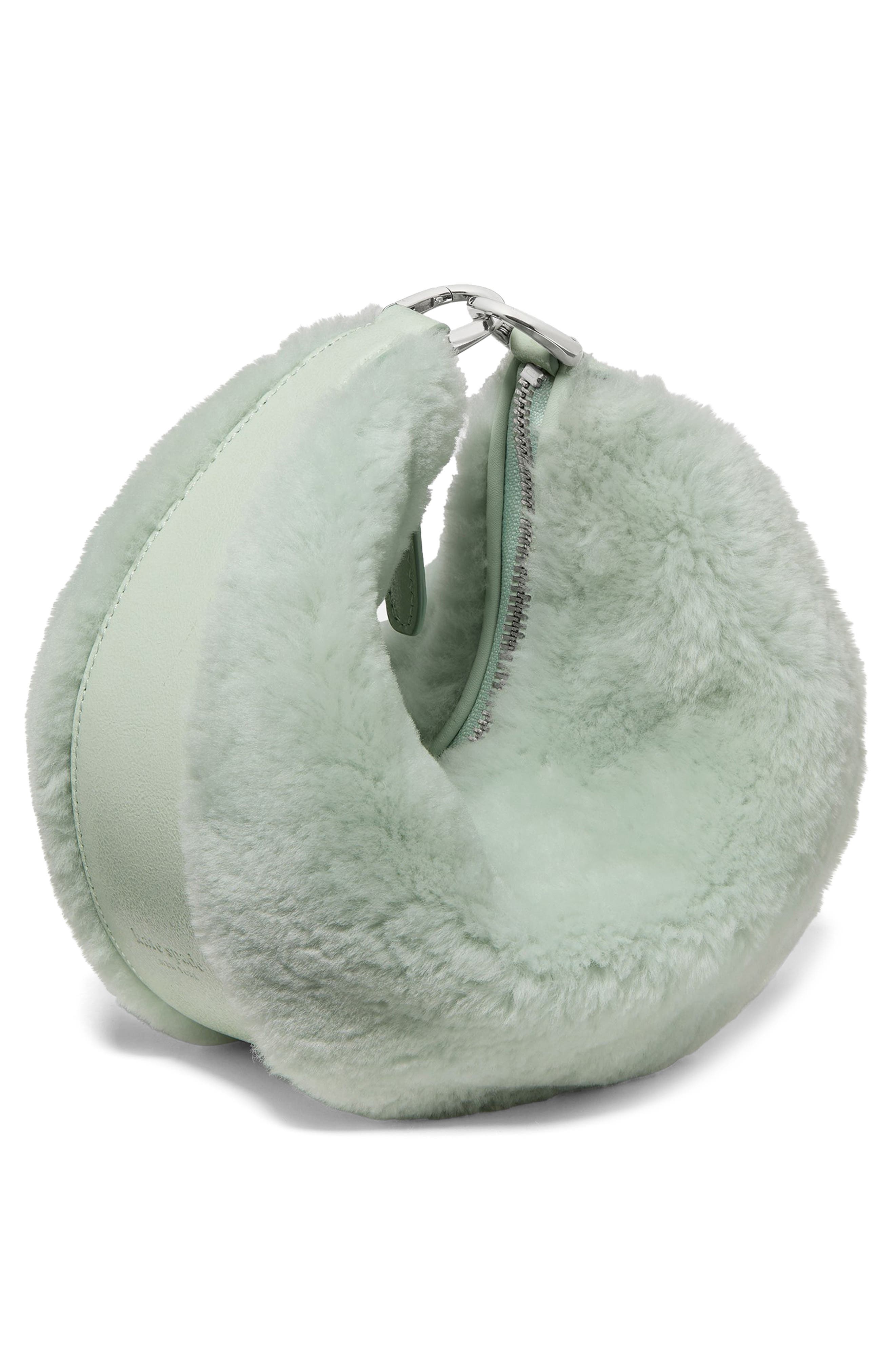 Kate Spade New York duo genuine shearling crossbody bag, Alternate, color, Mint Frosting