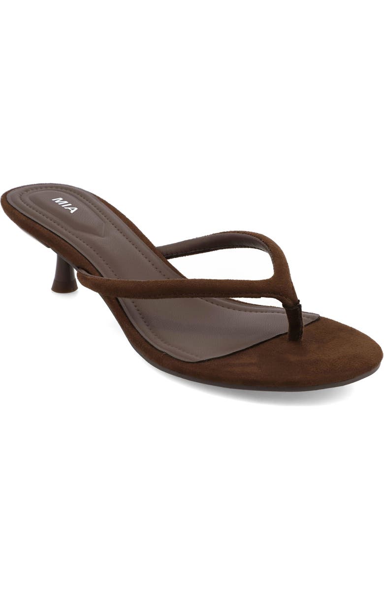 MIA Farren Kitten Heel Flip Flop, Main, color, Chocolate