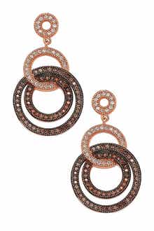 SUZY LEVIAN 14K Rose Gold Plated Sterling Silver Two-Tone Chocolate & White CZ Circle Earrings