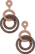 SUZY LEVIAN 14K Rose Gold Plated Sterling Silver Two-Tone Chocolate & White CZ Circle Earrings