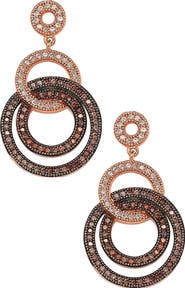 SUZY LEVIAN 14K Rose Gold Plated Sterling Silver Two-Tone Chocolate & White CZ Circle Earrings