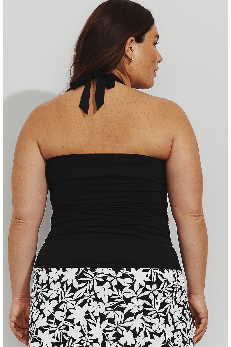 Plus Size Long Chlorine Resistant Square Neck Halter Tankini Swimsuit Top, Alternate, color, Black