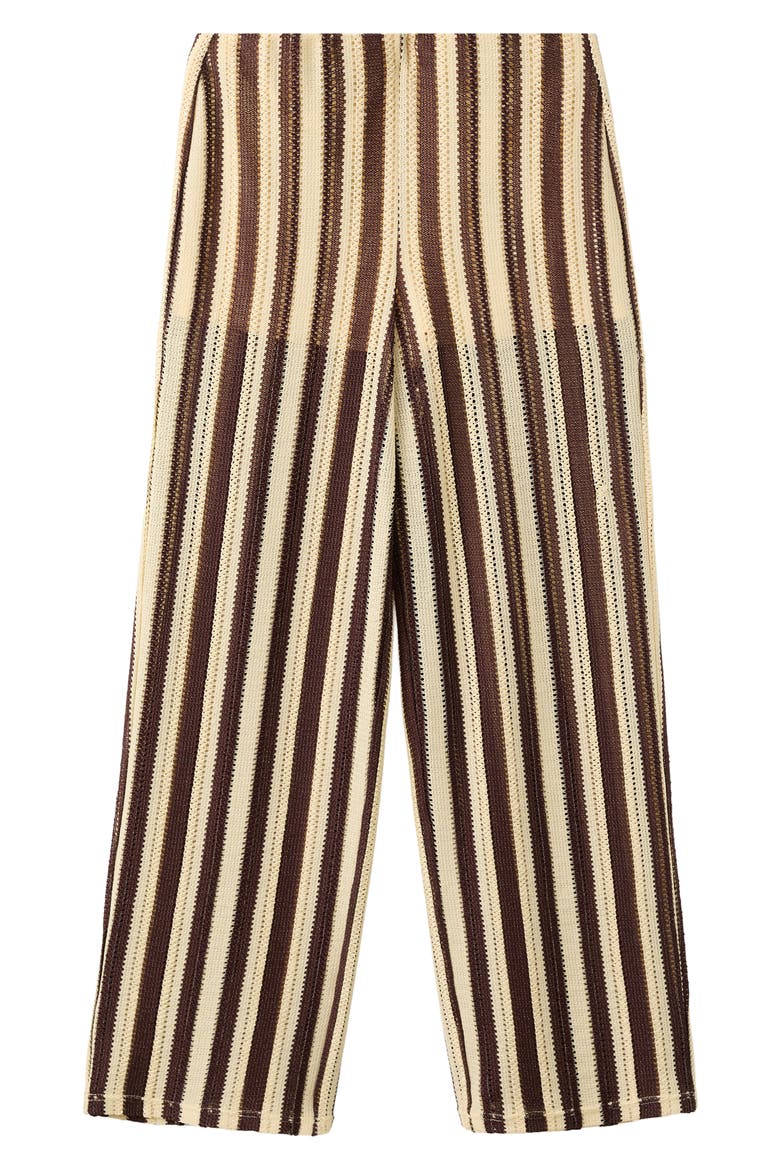 Stripe Open Stitch Knit Pants, Alternate, color, BROWN
