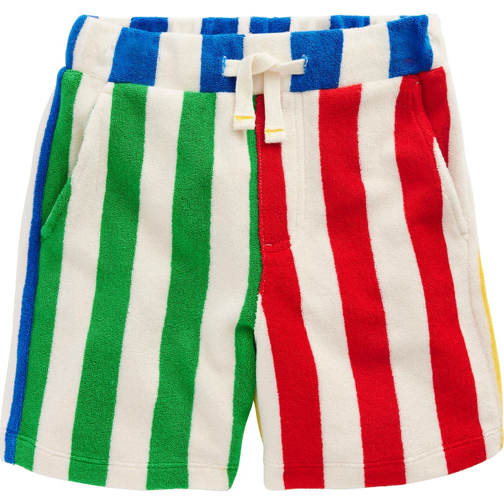 Mini Boden Kids' Stripe Terry Cloth Shorts In Hotch Potch Stripe
