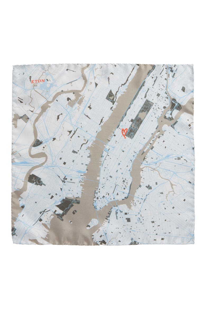 Subway Map Silk Pocket Square, Alternate, color, GREY