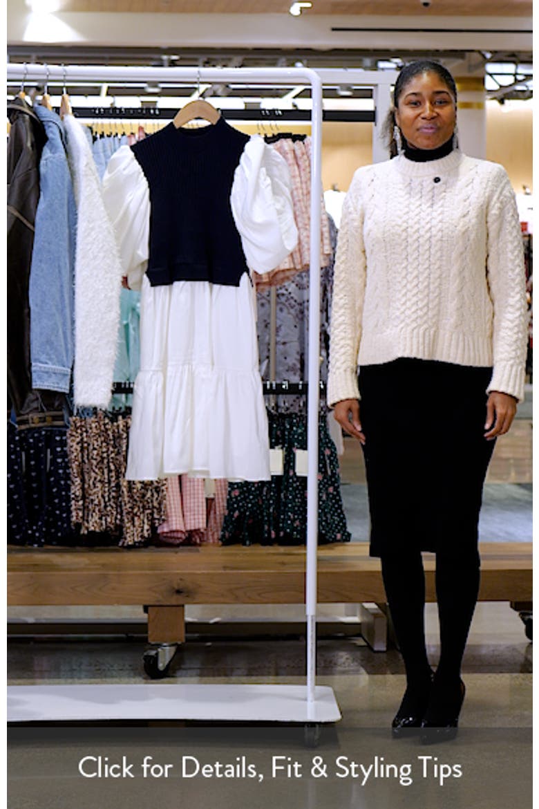 Puff Sleeve Mixed Media Sweater Dress video
