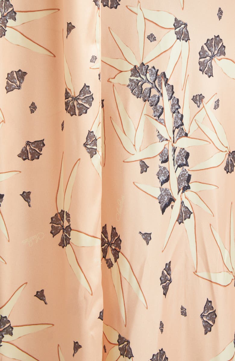 Siedrés Monica Floral Tiered Ruffle Satin Maxi Dress with Detachable Scarf Tie, Alternate, color, Coral