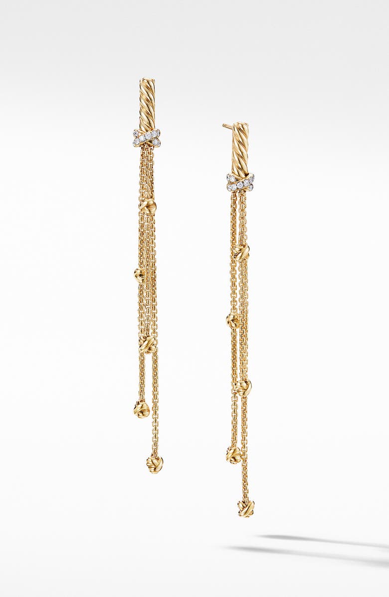 David Yurman Petite Helena Chain Drop Earrings in 18K Yellow Gold with Diamonds, Main, color, Diamond/ Yellow Gold